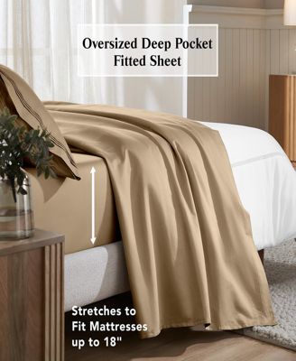 650-TC Egyptian Cotton Solid Deep Pocket Sheet Set, Queen