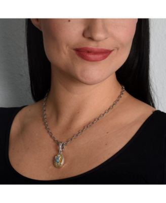 Genuine Lapis and Blue Turquoise Sterling Silver Women's Hummingbird Pendant Enhancer