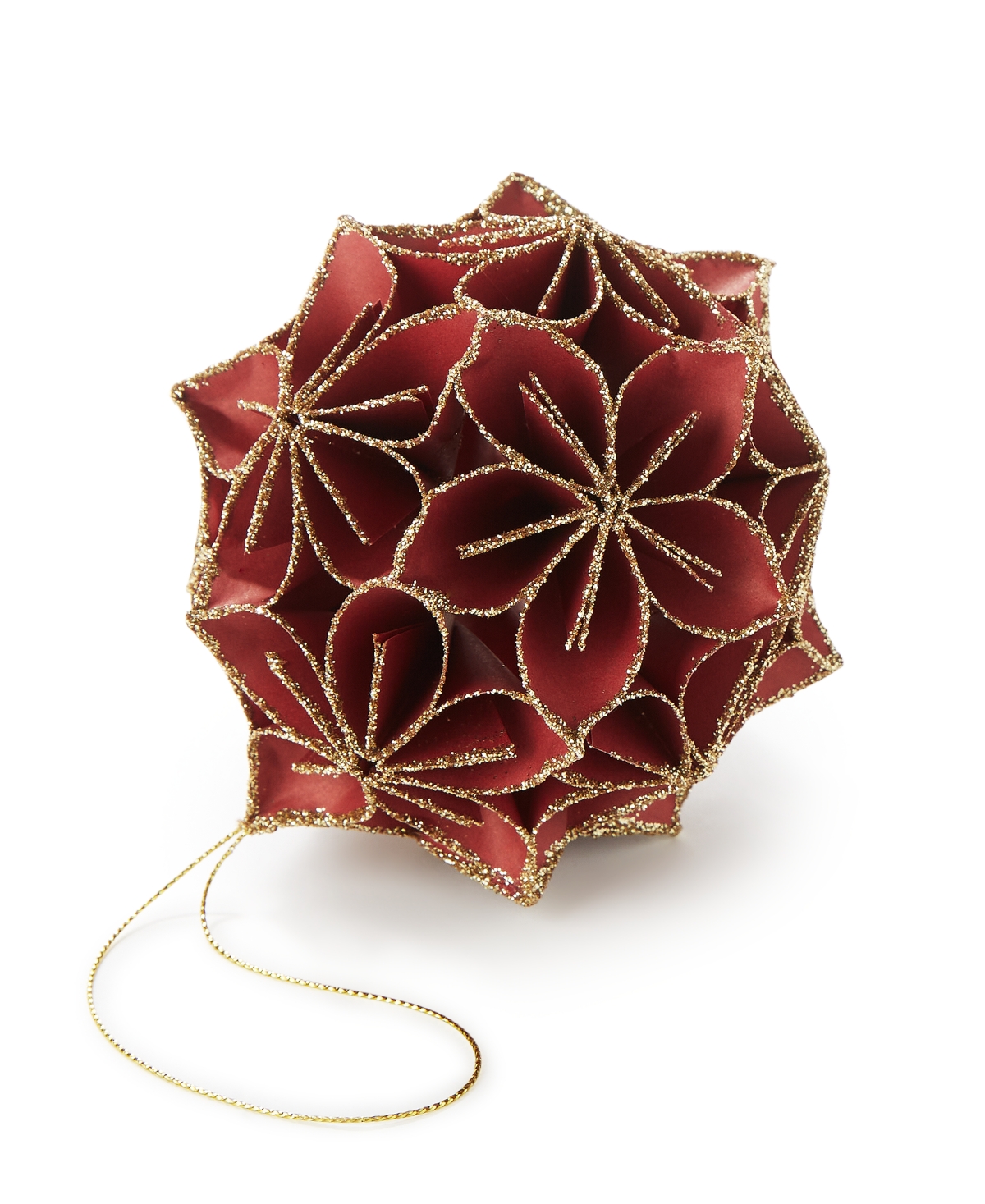 Holiday Lane Burgundy & Blush Paper Flower Ornament, Exclusively at Macy's