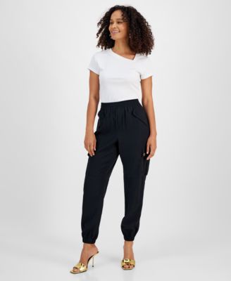 I.N.C. International Concepts - Women's Solid Pull-On Cargo Jogger Pants