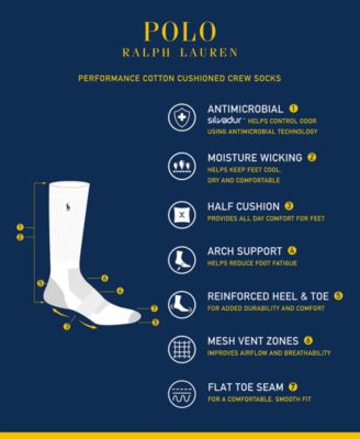 Men's 6-Pk. Performance Tipped Crew Socks