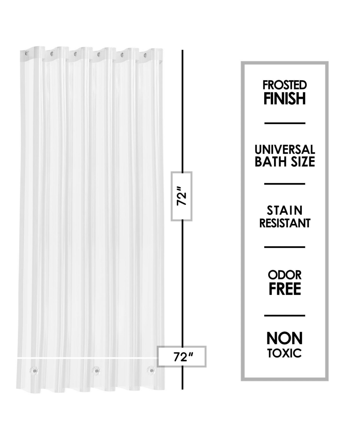 Clara Clark Heavy Duty 5G Thick, Soap & Scum Resistant Shower Curtain Liner