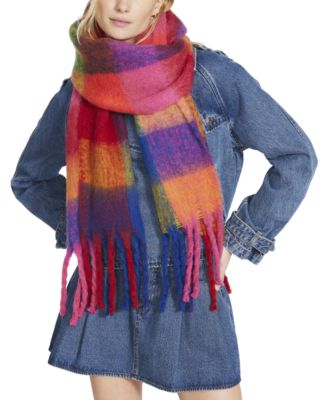 Women's Brushed Plaid Blanket Wrap Scarf