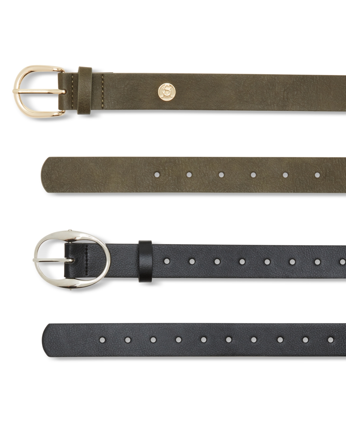 Steve Madden Women's 2-Pc. Faux-Leather Belt Set -black