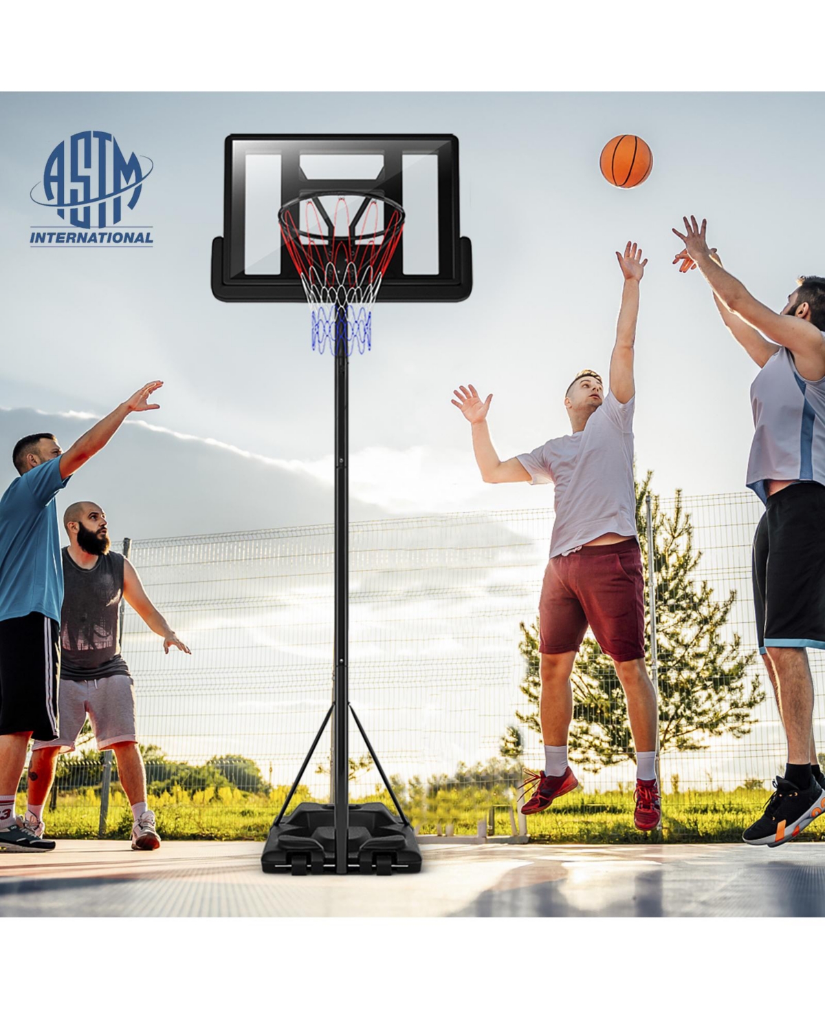 Slickblue Height Adjustable Portable Shatterproof Backboard Basketball Hoop with 2 Nets