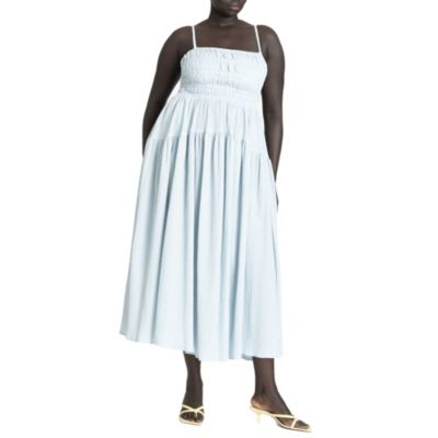 ELOQUII Plus Size Smocked Tiered Maxi Dress Macy s