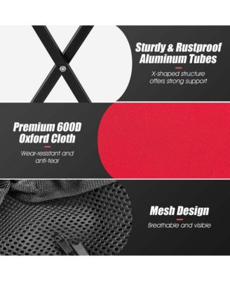 Foldable Tennis Ball Hopper Basket Portable Travel Teaching Cart with Wheels & Bag