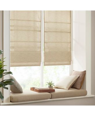 Printed Faux Silk Light Filtering Roman Shade, Room Darkening Single Panel for Bedroom, Lightweight Window Roman Shades For Living Room, Width 33 length 64 inches, Cordless Lift/Pull Taupe Window Panel