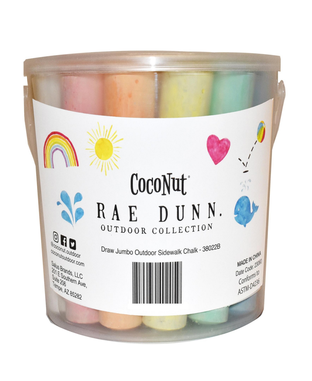 Coconut Outdoor Rae Dunn Draw. Doodle. Jumbo Sidewalk Chalk 2 Pack In Multi