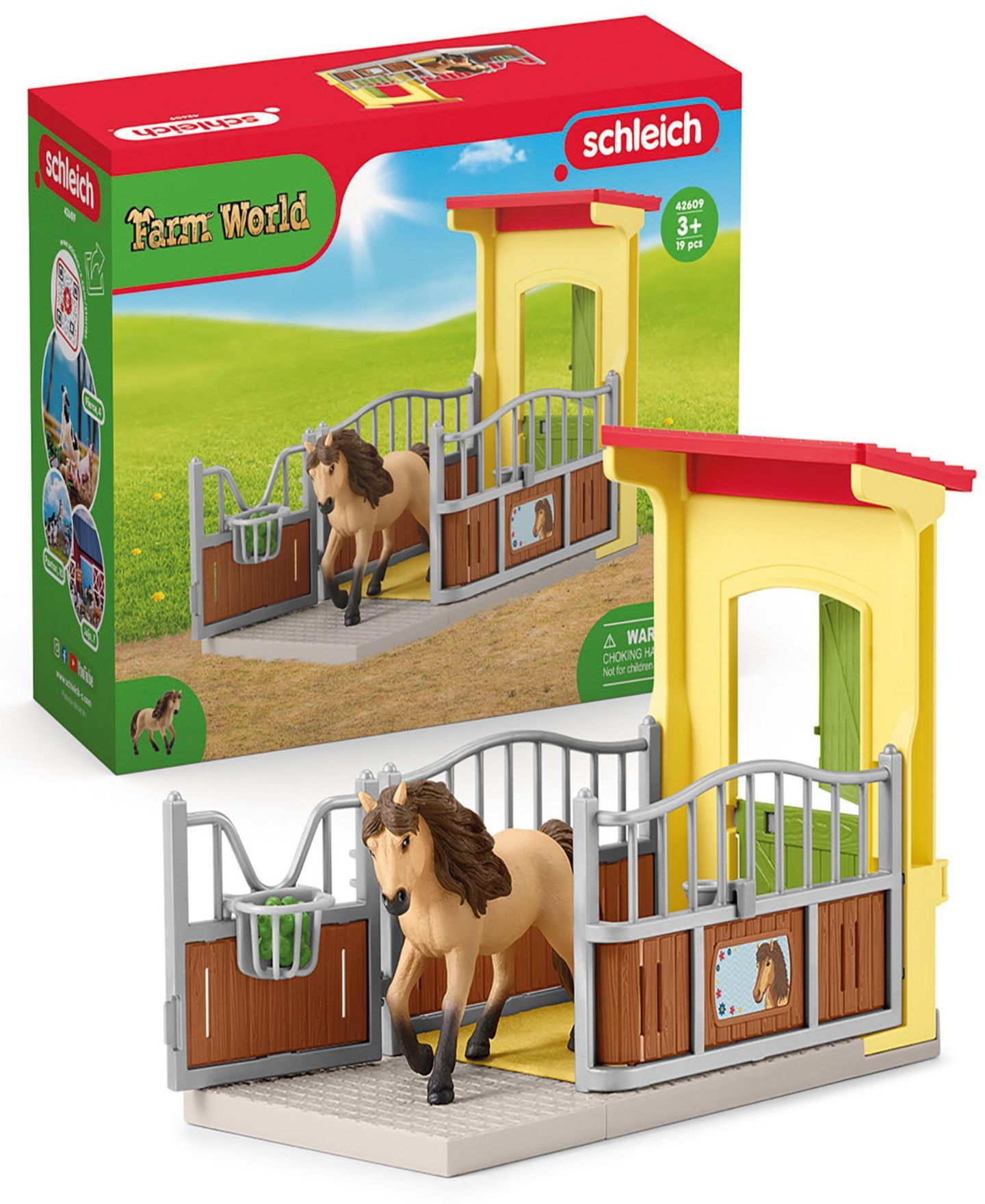 Детский игровой набор Schleich Farm World Iceland Pony Stallion Modular 19-Piece Playset, Ages 3+ — фото 5