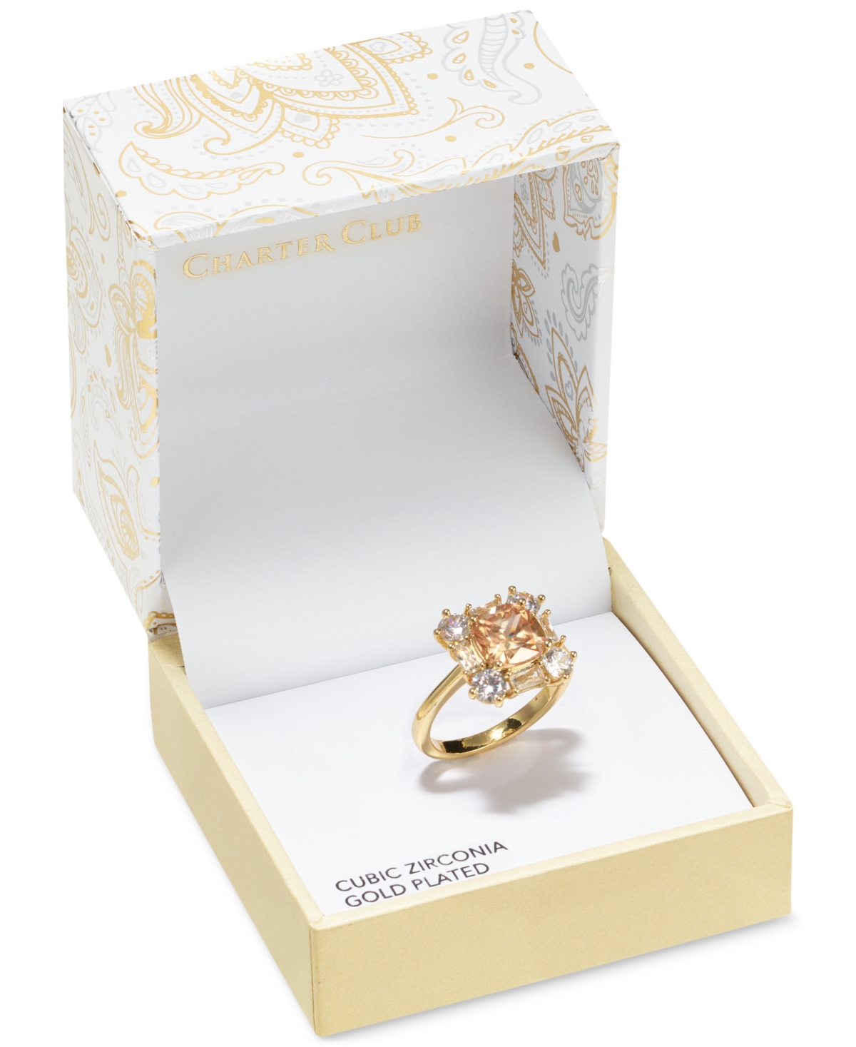 Charter ClubTone Champagne & White Cubic Zirconia Halo Ring, Created for Macy's - Gold