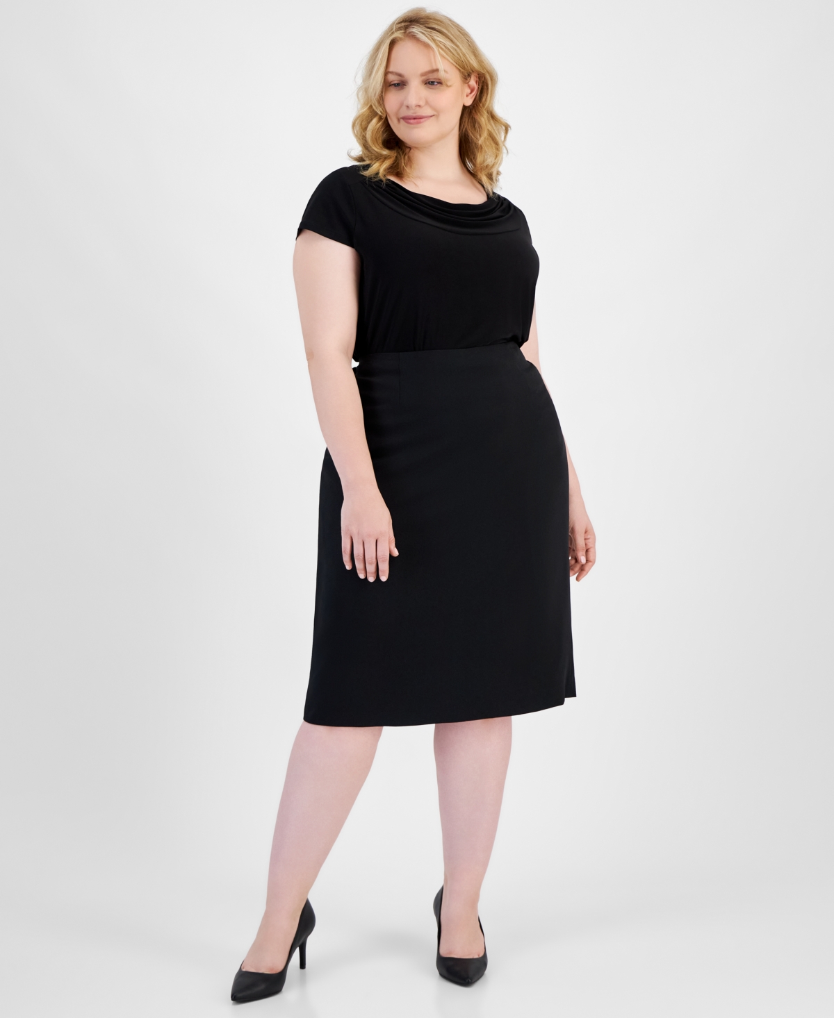 Plus Size Skimmer Skirt - Black