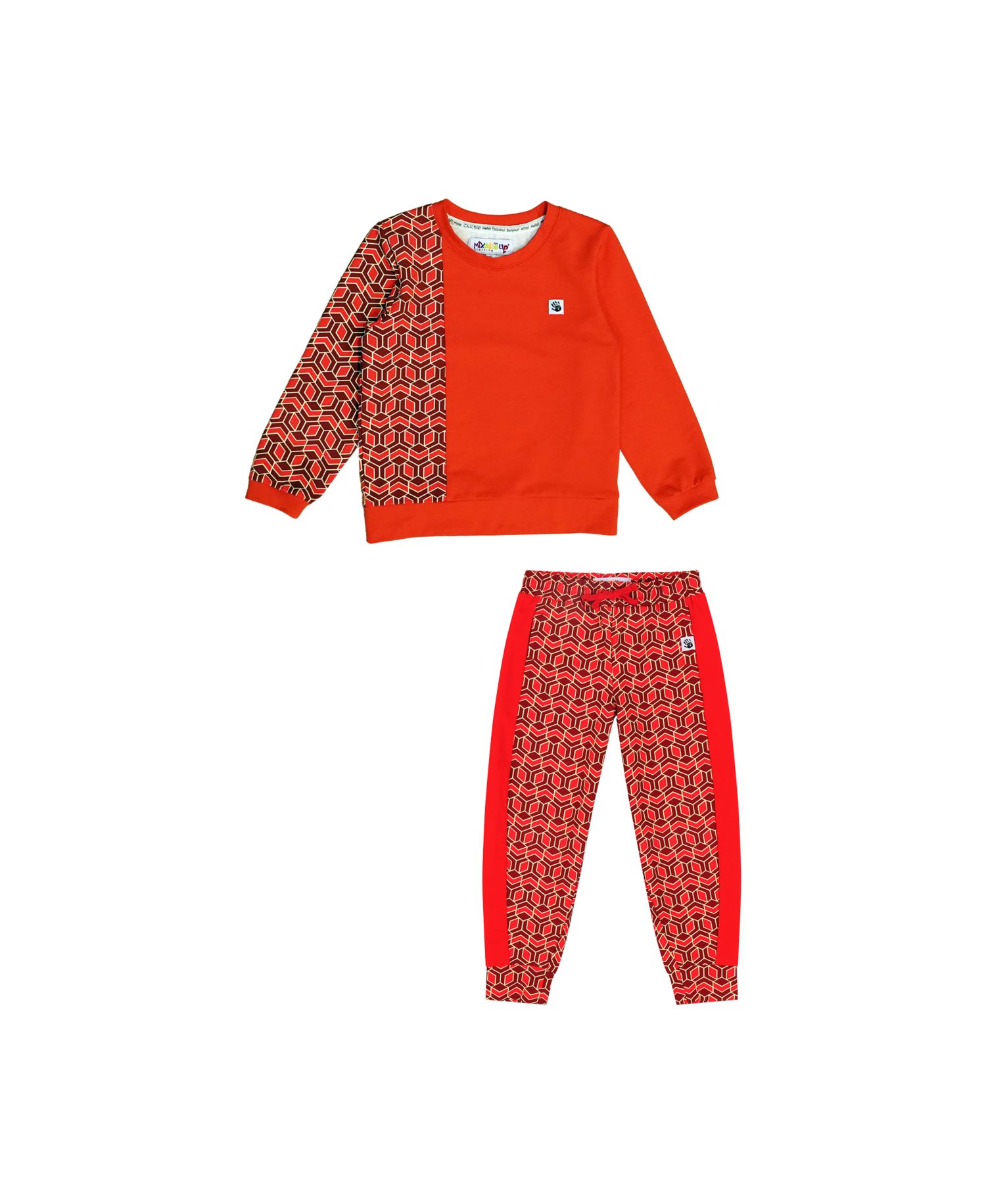 Boys Crewneck Sweatshirt and Jogger Pants Set - Red Multicolor