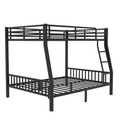 Streamdale Black Metal Bunk Bed, Full XL Over Queen