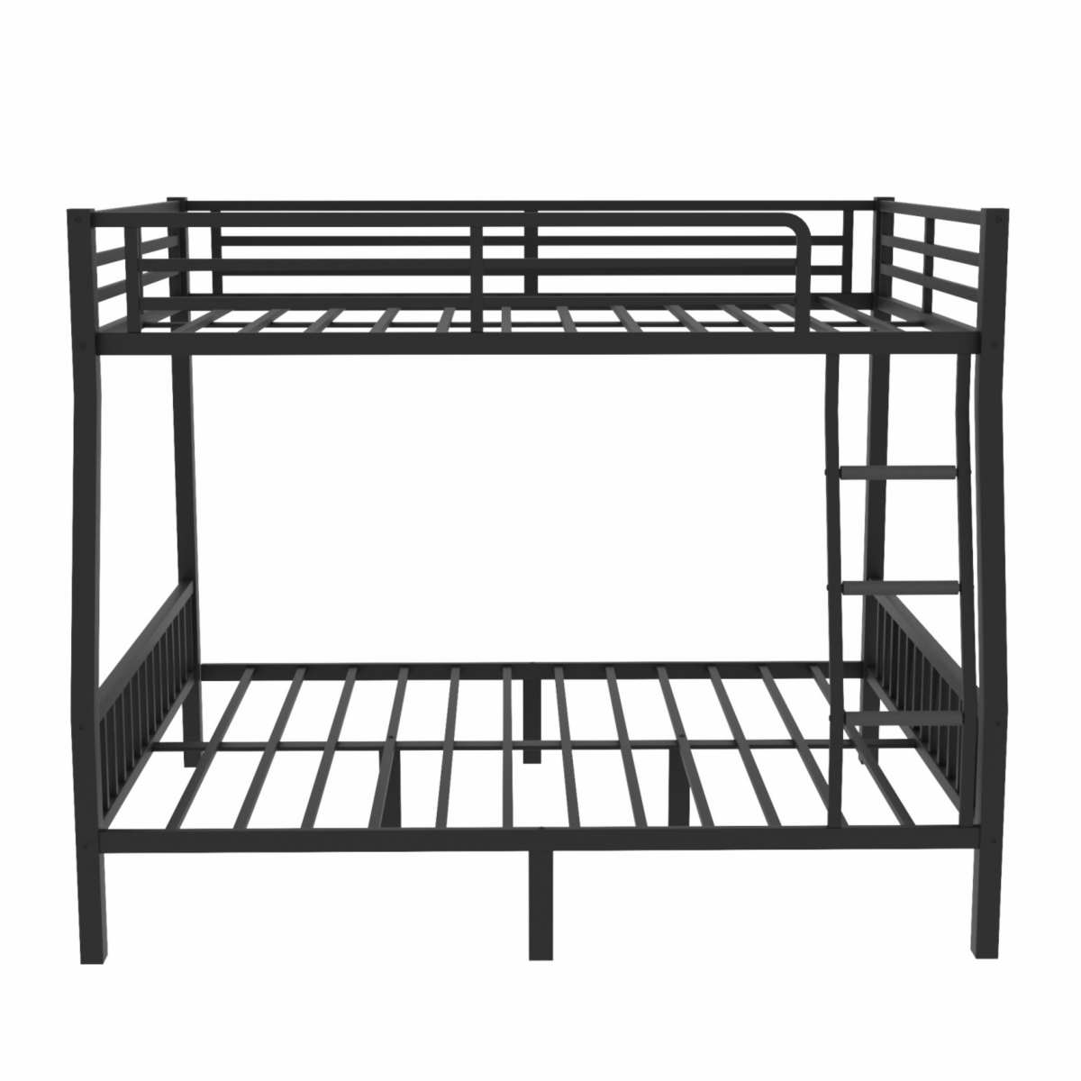 Streamdale Furniture Xl Over Queen Metal Bunk Bed with Ladder and Slats Support for Adults Teens,- Black