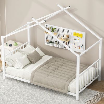 Streamdale Twin Size Metal House Platform Bed, White
