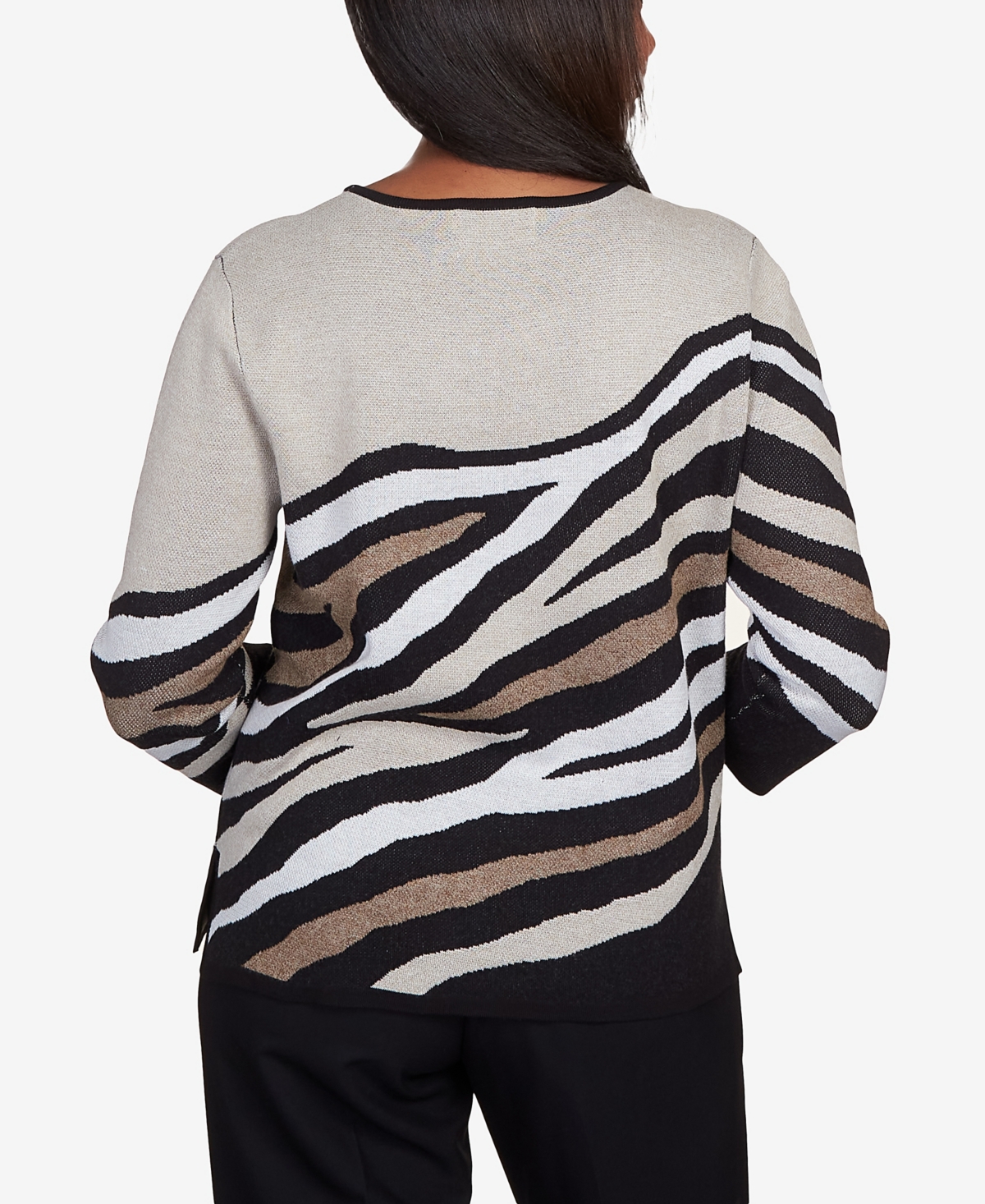 Alfred Dunner Classic Animal Jacquard Beaded Top