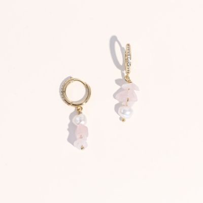 Rose Quartz Earrings & Necklace Gift Set - Large