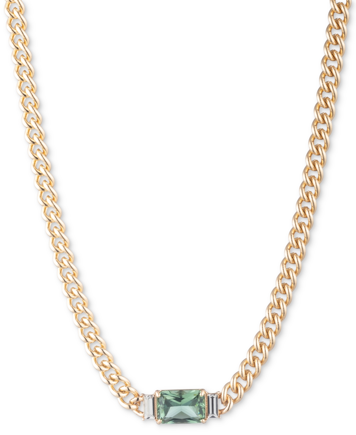 Gold-Tone Stone 16" Statement Necklace - Light Gree