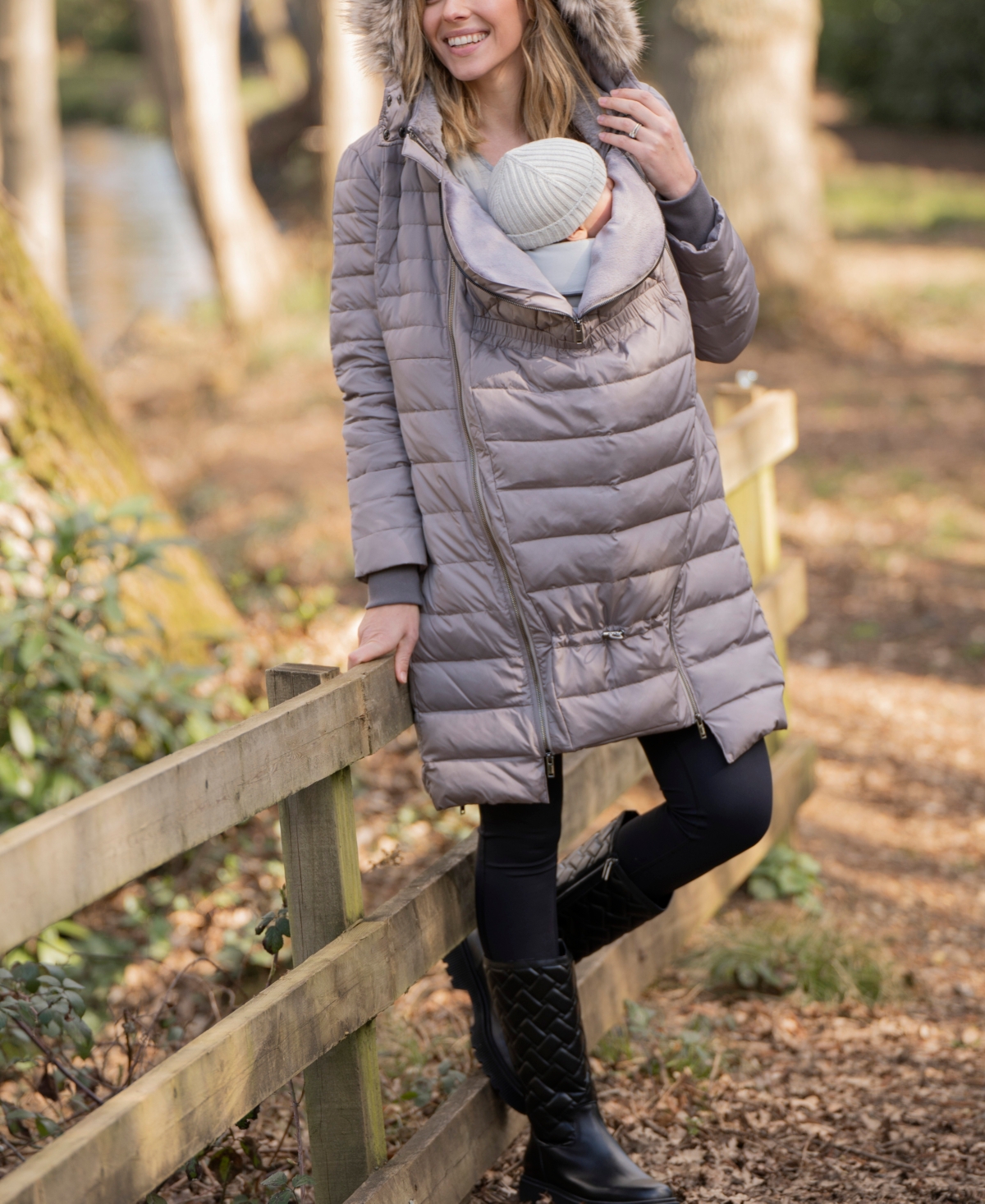 Shop Seraphine Women's 3 In 1 Down Maternity Babywearing Coat In Taupe