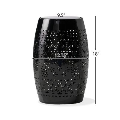 Simplie Fun Modern Barrel Side Table with Lace Cut Design