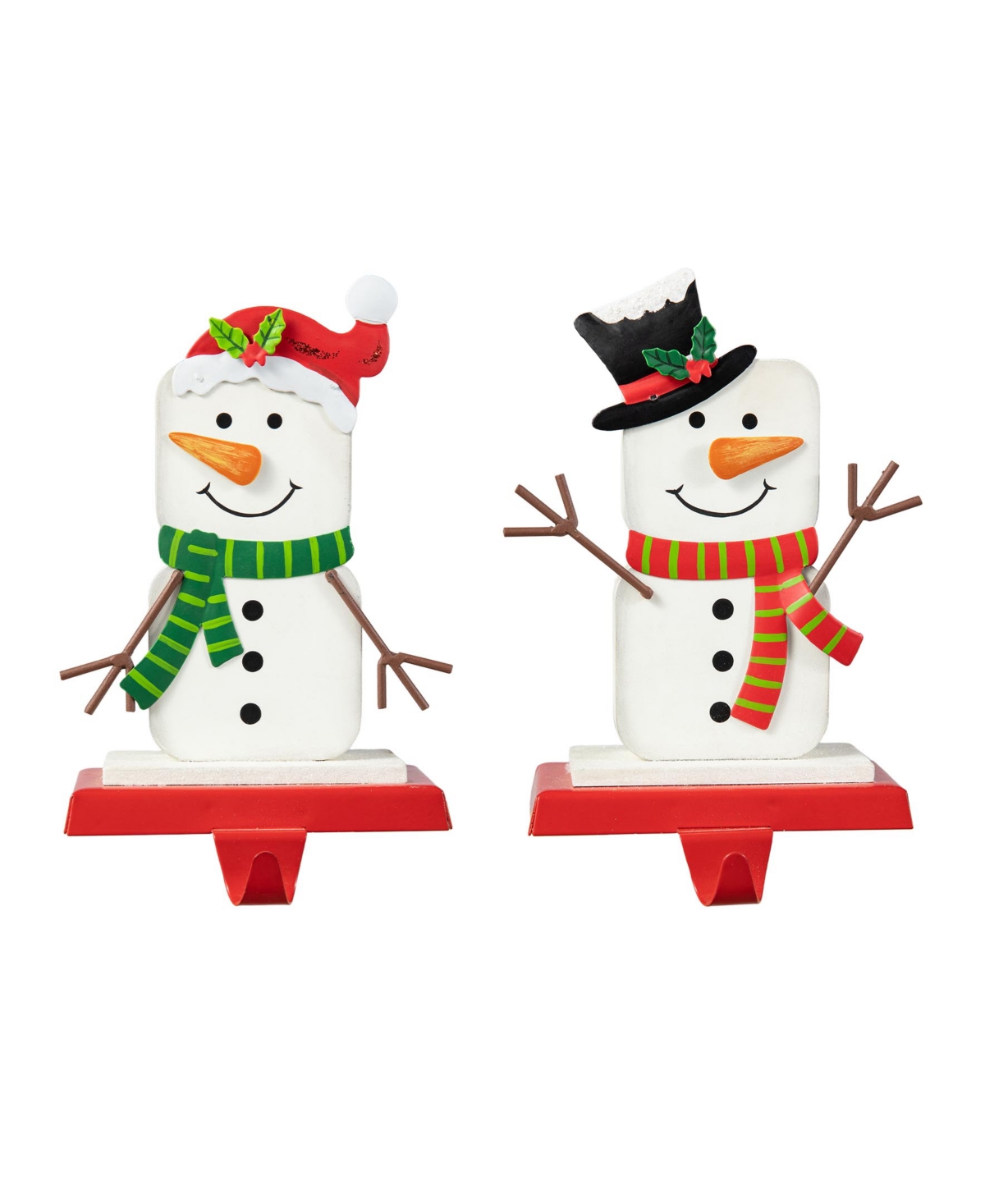 Glitzhome Set Of 2 Christmas Snowman Stocking Holders In Multi