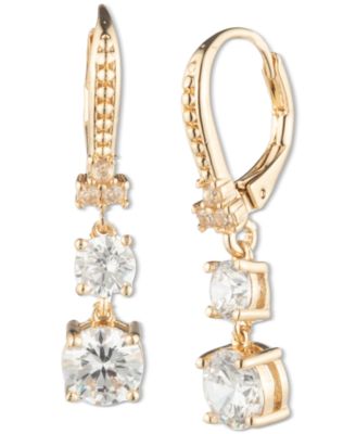Marchesa Cubic Zirconia Double Drop Earrings - Gold