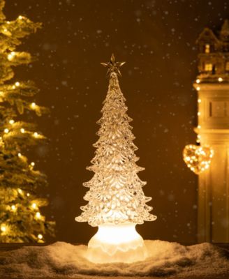 Glitzhome 18.5”H Christmas Lighted Acrylic Rotating Table Tree