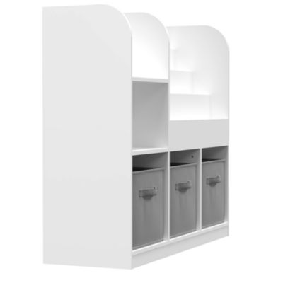 Kids Multifunctional Bookcase with Drawers (White/Gray)