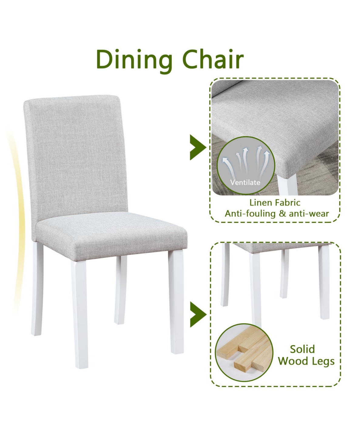 Streamdale Furniture Chic Wooden Dining Set Elegant Table with Crystal Details & Upholstered Chairs