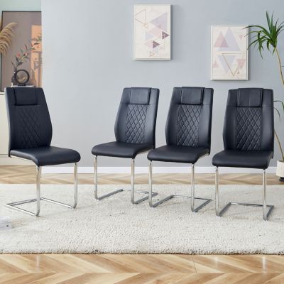 Modern PU Leather Dining Chairs with Metal Legs | Easy Assembly