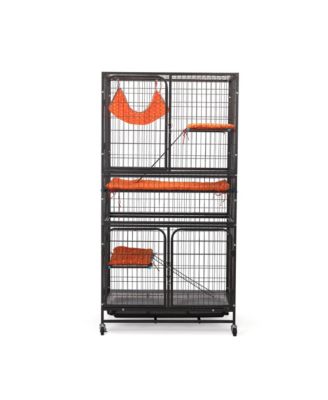 Streamdale 4-Tier Metal Pet Cage with Platforms, Removable Tray, Lockable Casters