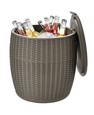 Patio 4-in-1 Rattan Cocktail Table – Multi-Functional Cool Bar, Side Table & Storage