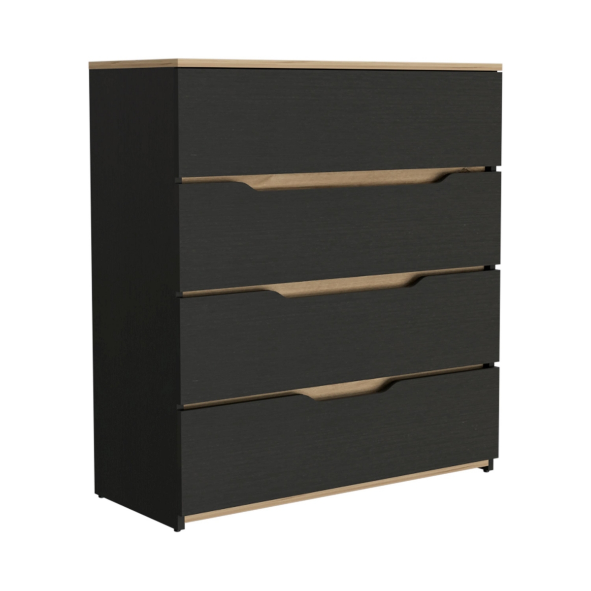 Streamdale Furniture Zoe Dresser, Superior Top, Four Drawers - Black Light Oak