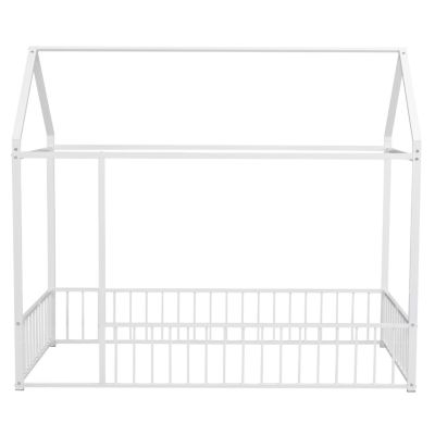 Twin Metal House Bed with Fence