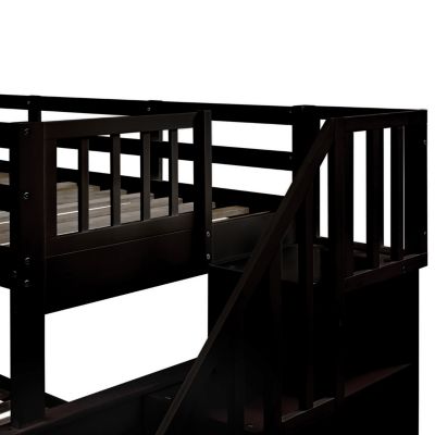 Streamdale Espresso Twin-Over-Full Bunk Bed with Storage and Trundle