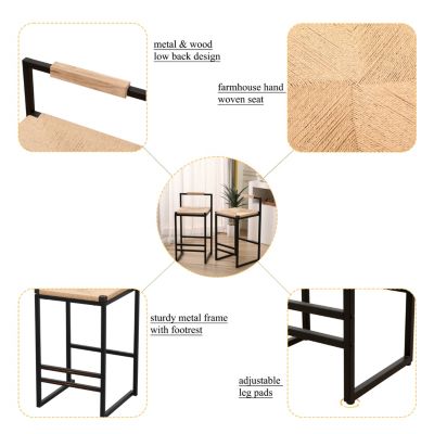 2 Paper Rope Bar Stools with Back