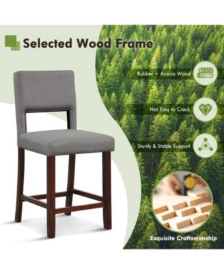 2 Piece Bar Chair Set with Hollowed Back and Rubber Wood Legs