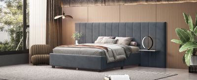 Streamdale Queen Velvet Platform Bed with Headboard