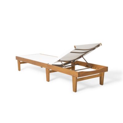 Streamdale Acacia Wood and Mesh Outdoor Chaise Lounge for Relaxation