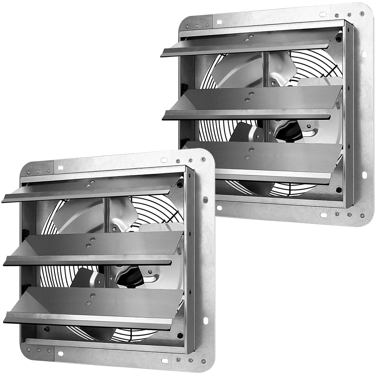Streamdale Furniture 12 Inch Shutter Exhaust Fan Aluminum High Speed 1620 Rpm, 940 Cfm, 2-Pack,- Silver