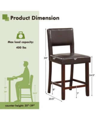 2 Piece Bar Chair Set with Hollowed Back and Rubber Wood Legs