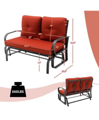 Patio 2-Person Glider Bench Rocking Loveseat with Cushioned Armrest