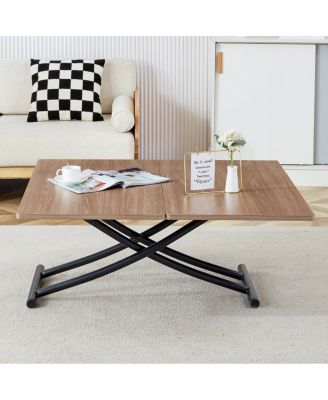 Simplie Fun Multi-Use Lifting Table with Wood Grain Sticker and Metal ...