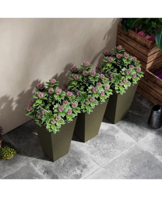 Elegant Stackable Wood-Look Outdoor Planters (Set of 3)