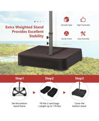 Double-Sided Patio Umbrella with 48 LED Lights for Evening Outdoor Shade