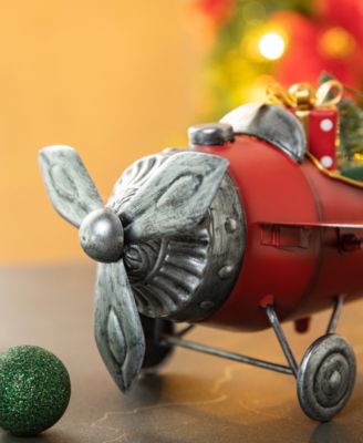 14 L Christmas Metal Airplane with Gifts Table D&eacute;cor
