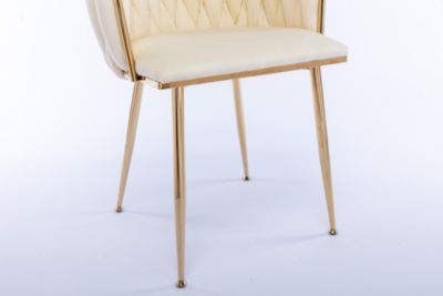Velvet Dining Chair (Set of 2), Modern Ivory