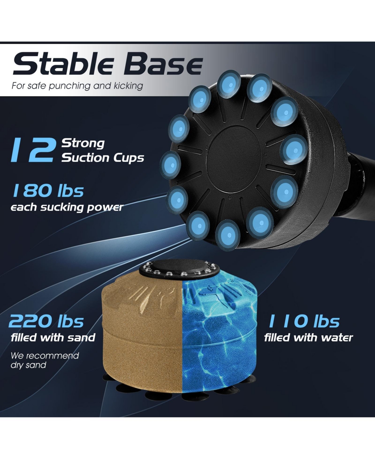 Slickblue 70 Inch Freestanding Punching Boxing Bag with 12 Suction Cup Base