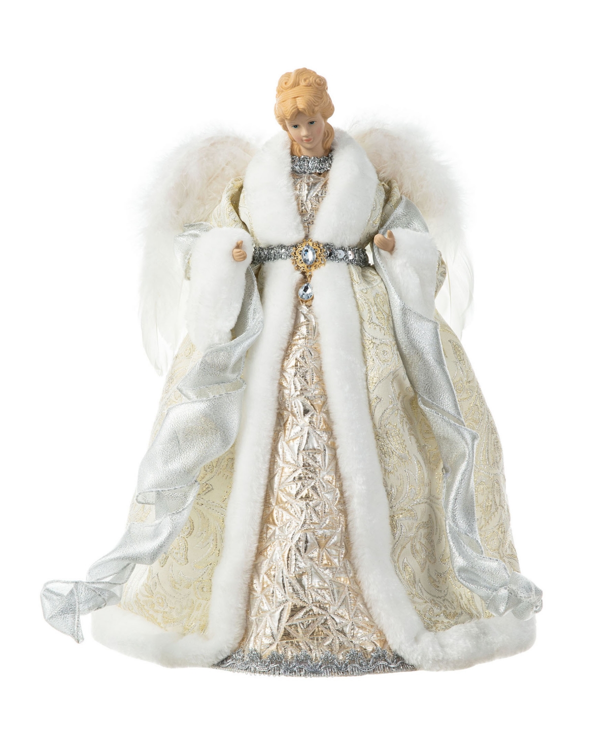 Glitzhome 16 H Polyvinyl Chloride Christmas Elegant Angel Tree Top In Multi